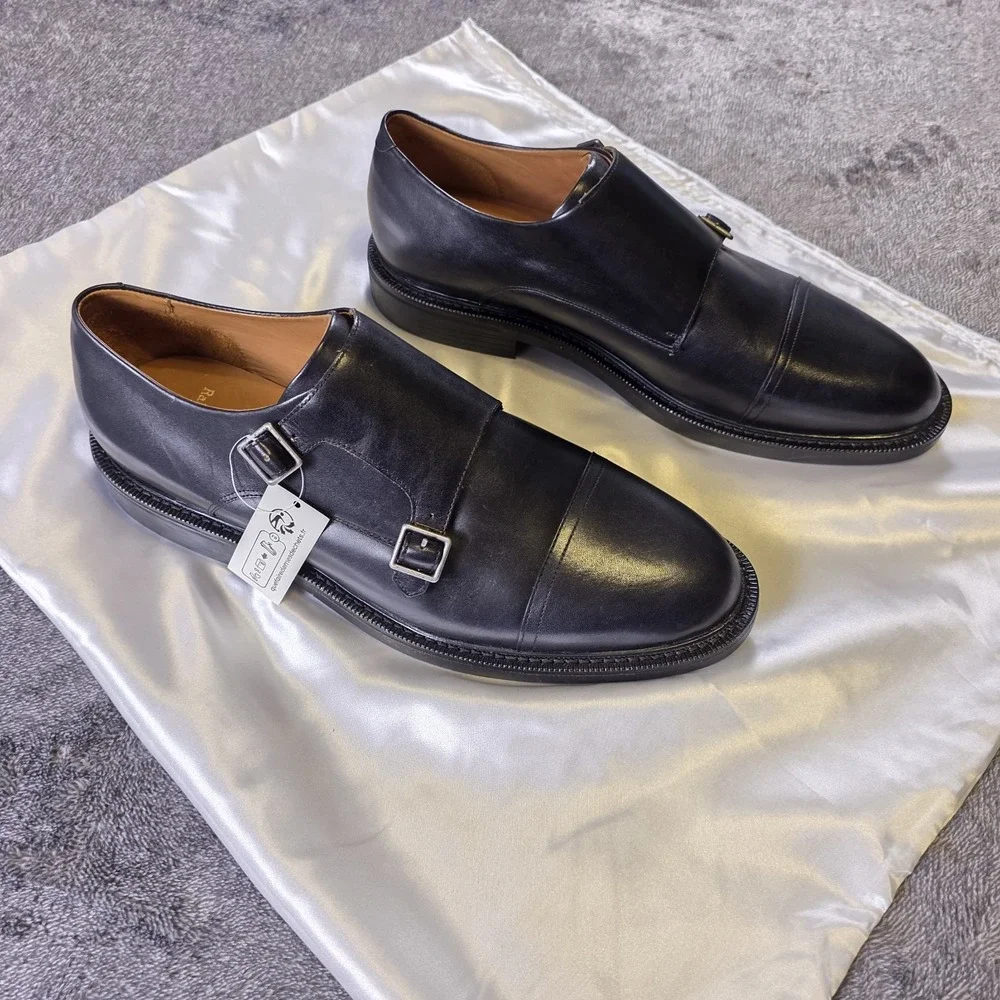 Polo Ralph Lauren Asher Double Monk Strap Oxford Leather Dress Shoes Size 13